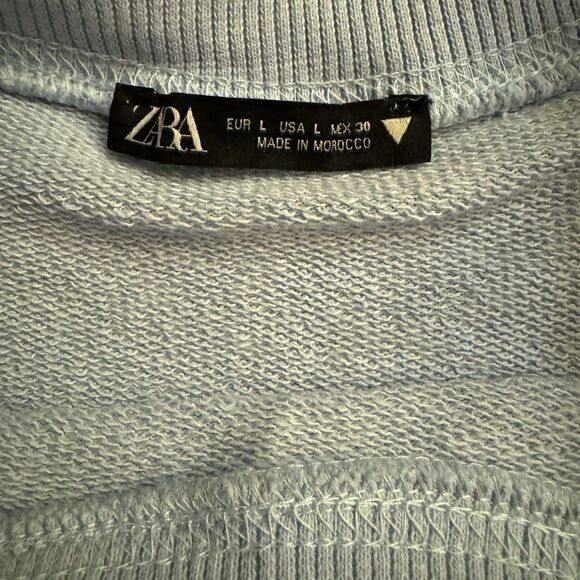 Zara gray cropped boxy crew neck long sleeved sweatshirt with London text L - Picture 9 of 10